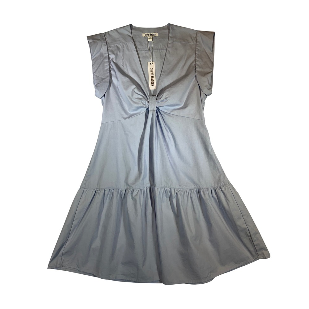 Steve Madden Light Blue Twist Front Mini Dress Womens Size S NWT Sleeveless